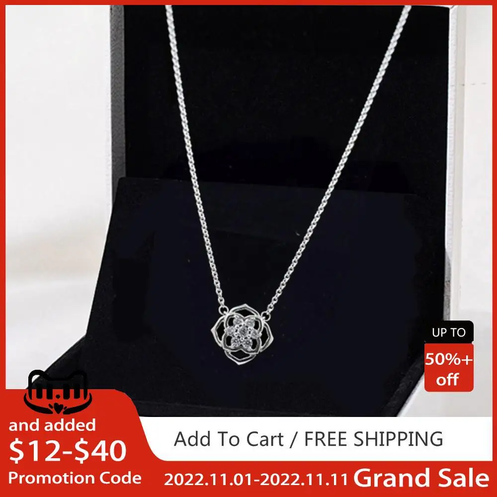 

Comfortable to Wear High Grade Zircon Rose Petal 925 Solid Silver Necklace Women Necklace Original Gift For Girl Friend