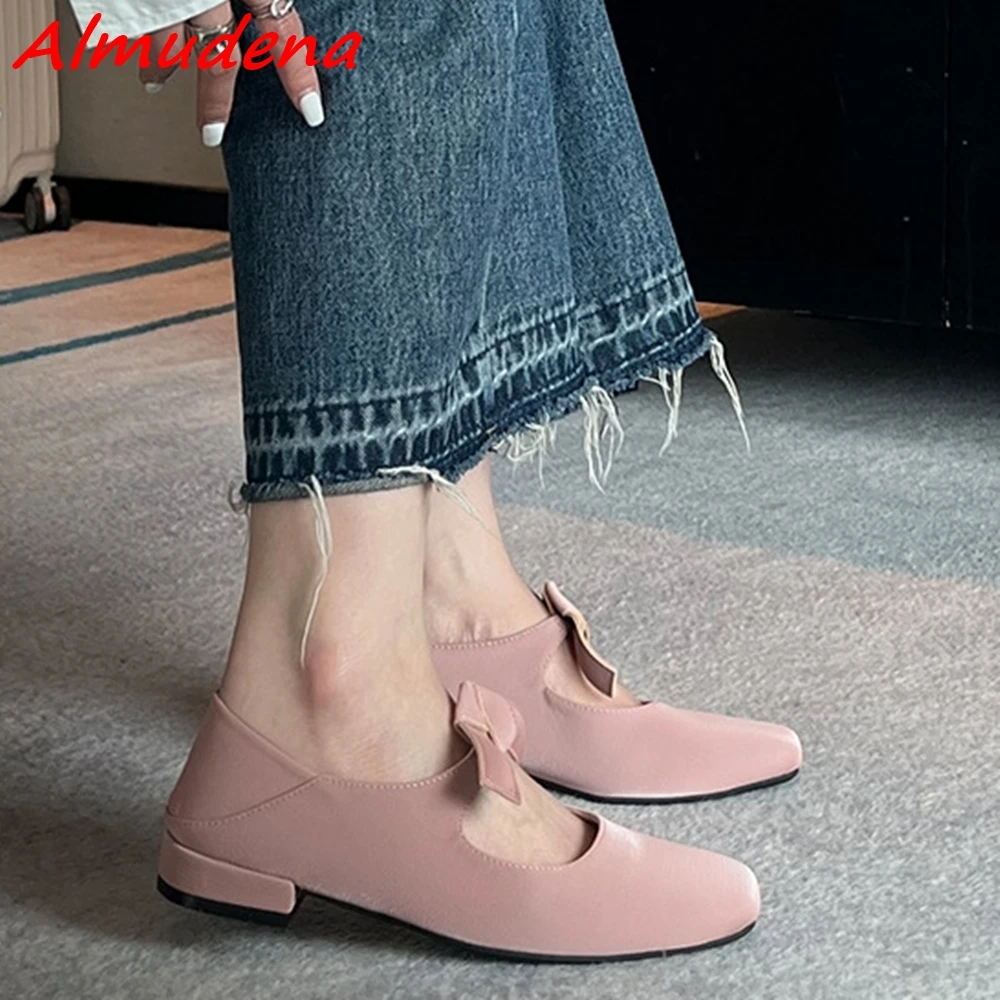 

Silk Butterfly Knot Women Pumps Square Toe Shallow Slip On Cross Tied Flat with Shoes 2023 Concise Casual Party Fashion Shoes