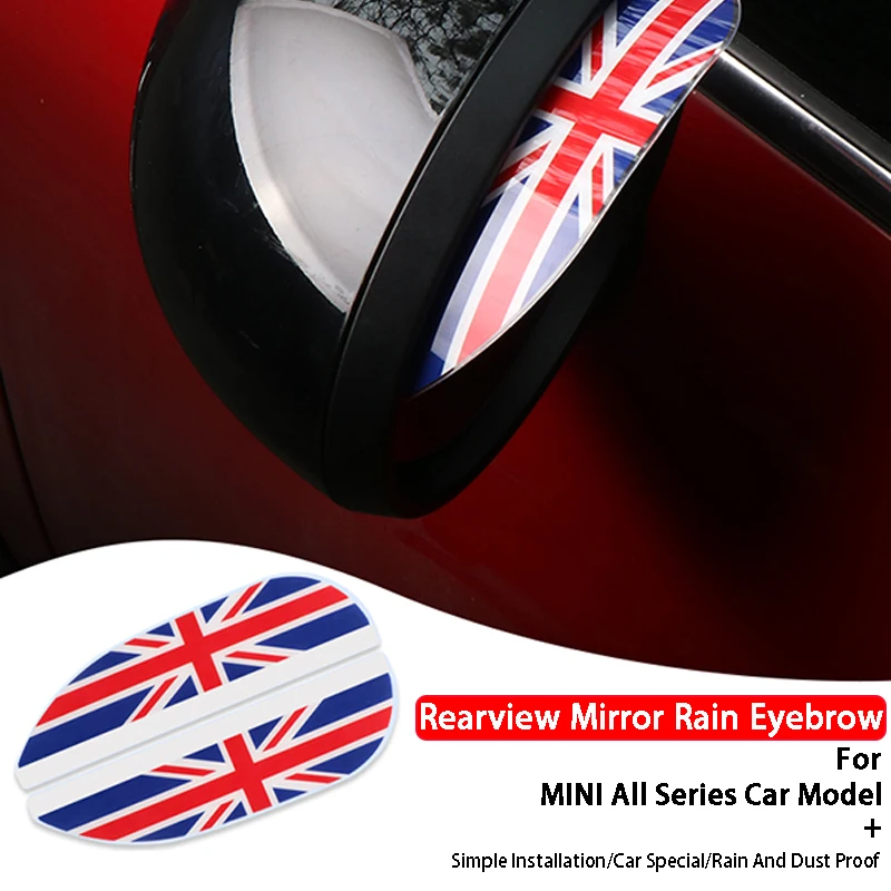 

PVC Union Jack Car Weather Shield Rearview Mirror Rain Eyebrow Protector Stickers For MINI Cooper F55 F56 F57 F60 R55 R56 R57