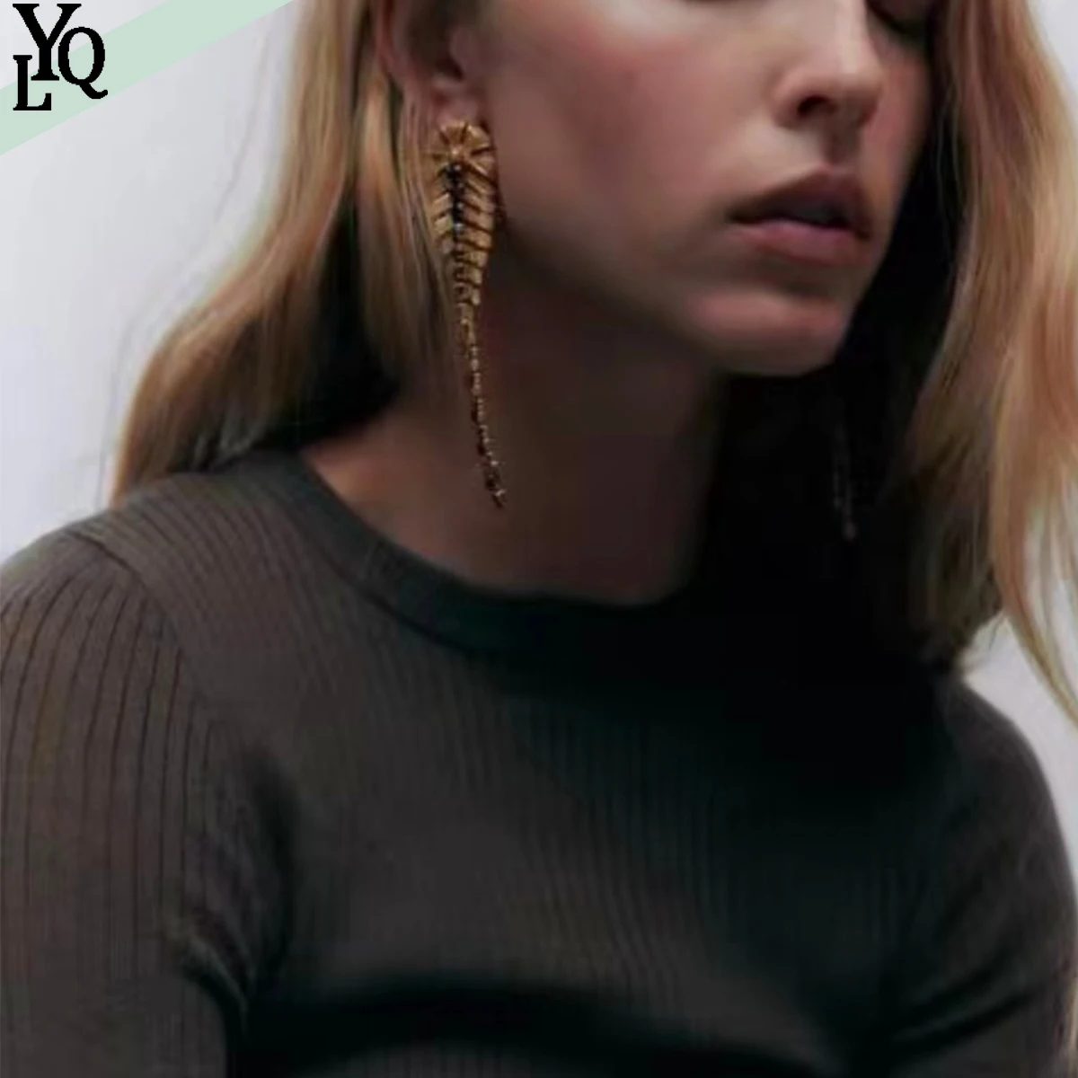 

Винтажные длинные висячие серьги Za с золотистыми листьями для богемных женщин