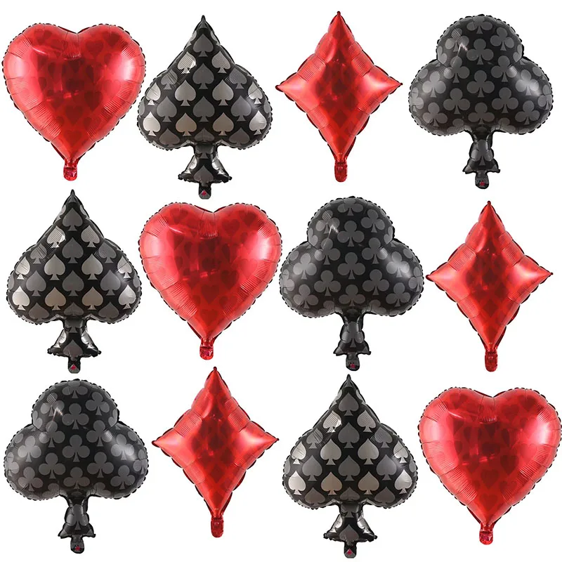 

4pcs Casino Theme Party Foil Balloons Playing Cards Air Globos Birthday Supplies Las Vegas Poker Events Night Baby Shower Decor