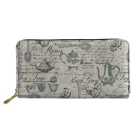 french country style print long wallets teenager zipper%c2%a0retro coin purse woman shopping credit card holder premium clutch bag