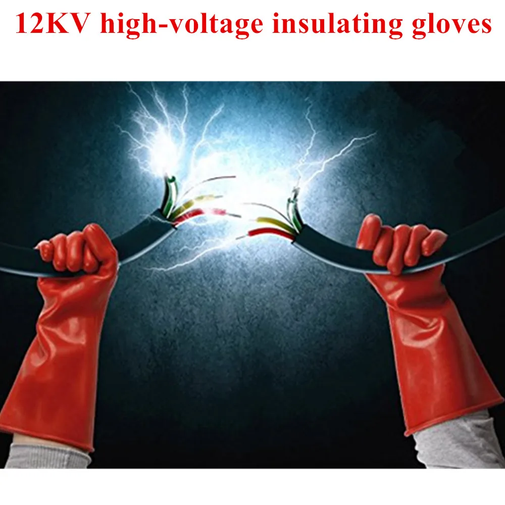 

1 Pair Safety Gloves Anti-electricity Protect Professional 12kv High Voltage Electrical Insulating Glove Rubber Electrician 40cm