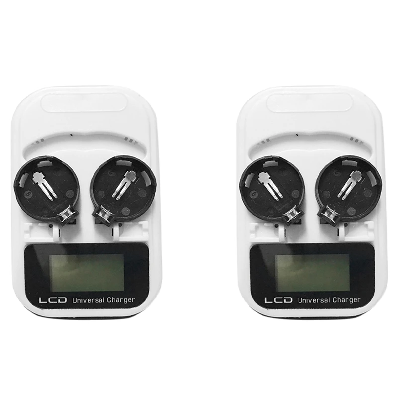 

2X Smart LCD Charger 3.6V For LIR2032 LIR2025 LIR2016 Button Rechargeable Battery EU Plug