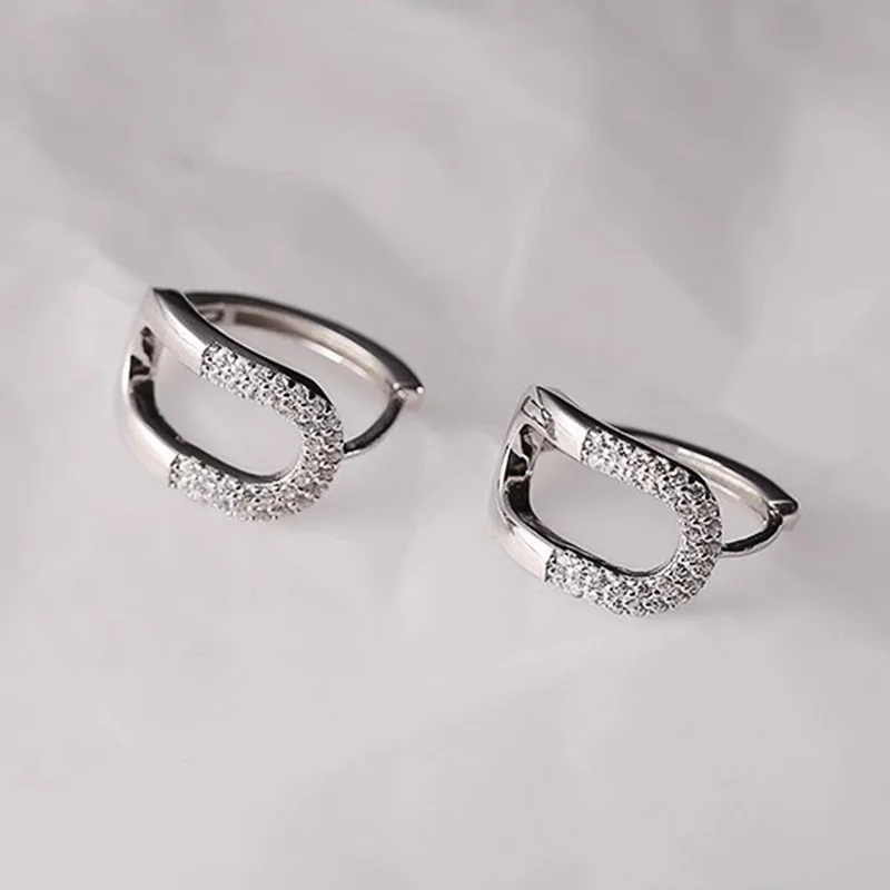 Черные серьги-кольца для женщин классический серебряный цвет модные обручальные