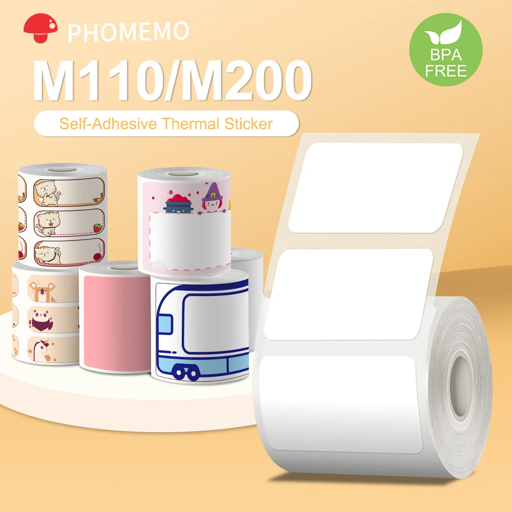 Phomemo Self-Adhesive Labels Paper for Phomemo M110/M200 Label Printer Waterproof Identification Tag Jewelry Tag Thermal Sticker
