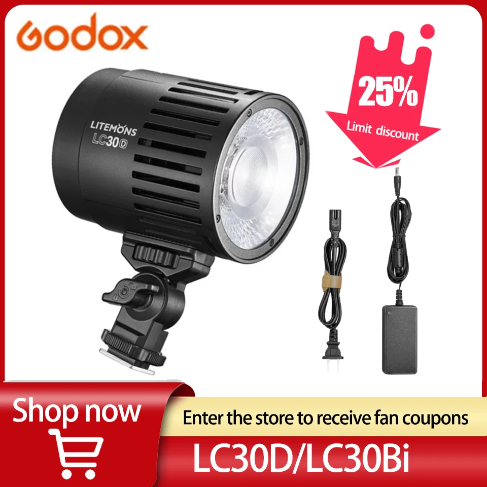 

Godox LC30D/LC30Bi Litemons Tabletop LED Light 33W 3200-6500K Handheld Lamp Photography Live Streaming