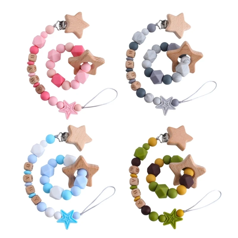 

Браслет-прорезыватель для зубов с деревянными бусинами