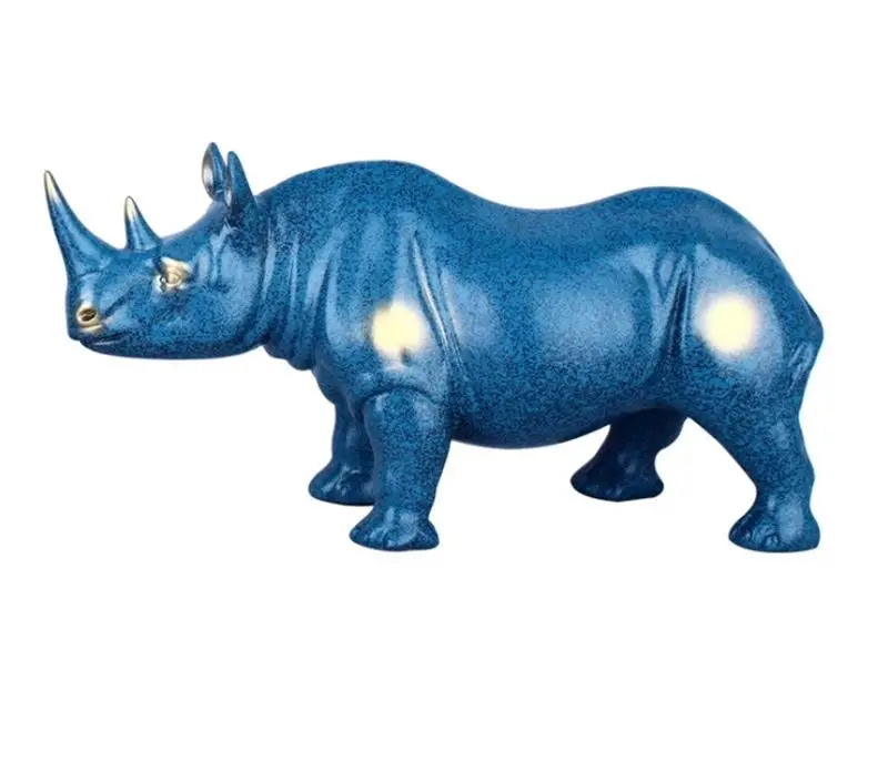 

Европейская синяя статуя Рино из смолы, фотостатуя диких животных, высококачественные украшения для дома, статуи для офиса