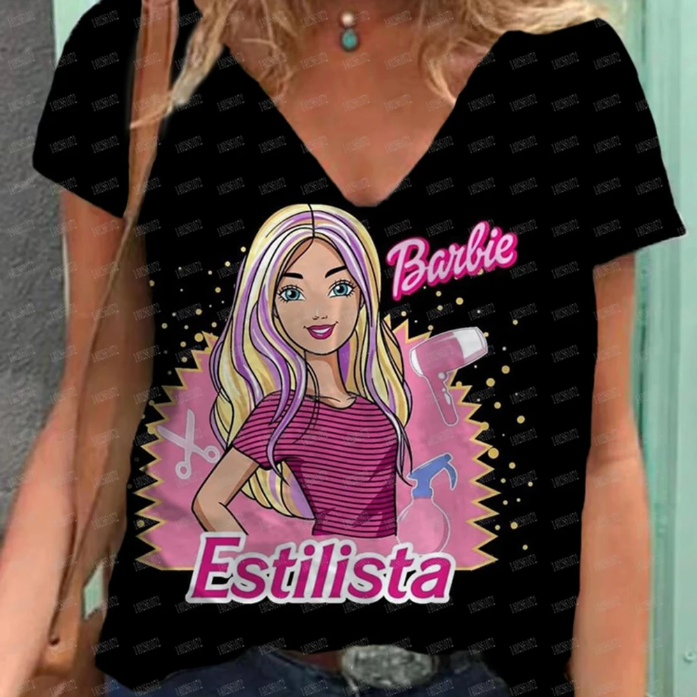 Повседневная женская футбольная футболка с V-образным вырезом