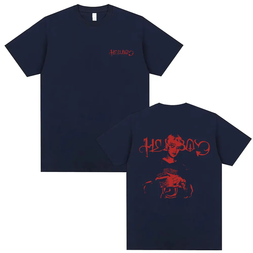 Фото Rapper Lil Peep Crybaby Hellboy Graphic T-shirts Men Women Clothing Hip Hop Oversized T Shirts Men's Casual Pure Cotton Tshirt №2