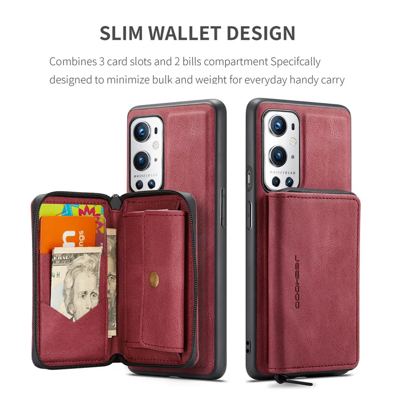 

Zipper Wallet Card Phone Case For OnePlus 9 Pro Nord 2 N200 Magnetic Flip Leather Back Cover One Plus Nord 2 N200 9 Pro Coque