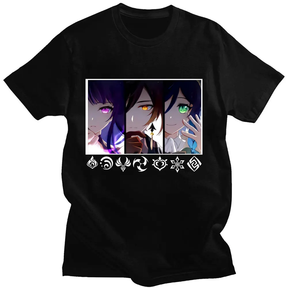 

Game Genshin Impact T Shirt Venti Zhongli Raiden Shogun Graphic Anime T-shirts Aesthetic Men's Jumpers Hip Hop Casual T-shirt