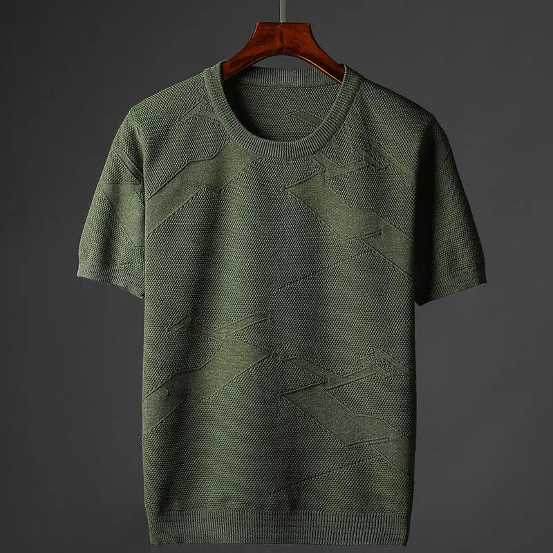 

Men 2022 Spring Autumn Fashion Short Sleeve Knitted T Shirts Male O-Neck Casual Pullover Tops Men Plus Size Sweater Tees W942