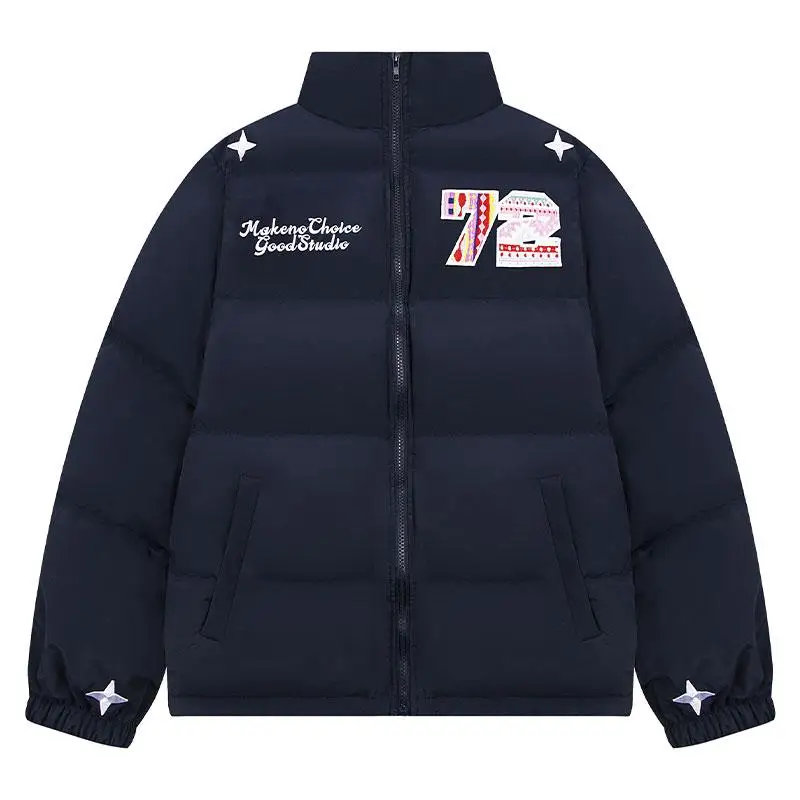 Xiaoguwan American High Street Three-Dimensional Letter Cotton-Padded Coat for Men and Women Winter National Fashion Loose Al...