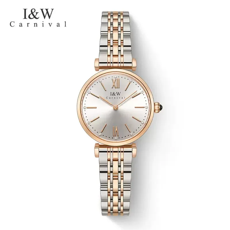 Switzerland Made Watch for Women Luxury Brand I&W Fashion Dress Quartz Watches Girls Waterproof Rose Gold Clock 2023 Reloj Mujer