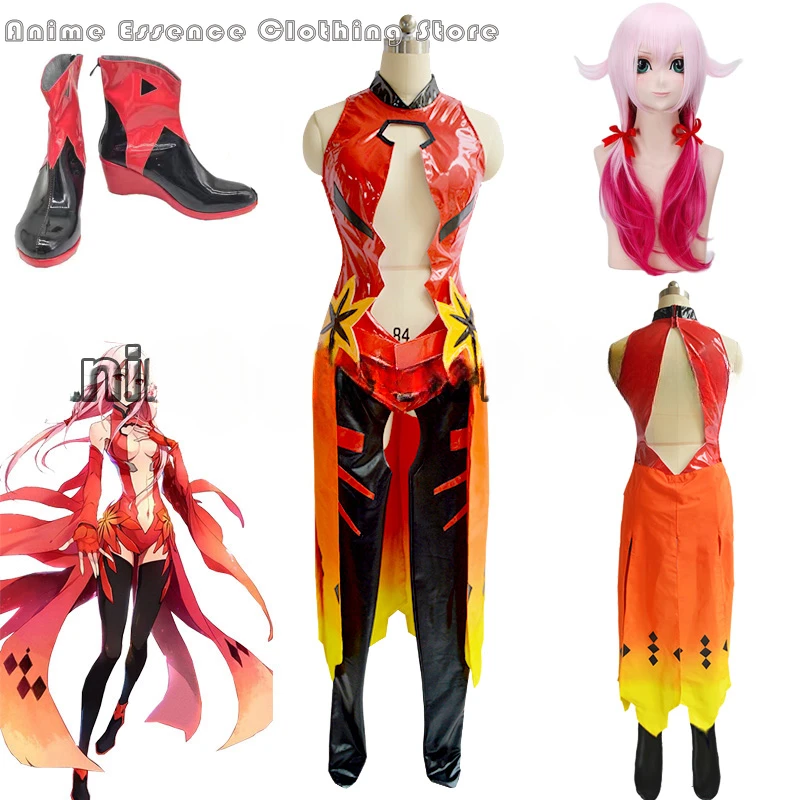 Guilty Crown Egoist Yuzuriha Inori Аниме Косплей Костюм Золотая Рыбка Красная Боевая Униформа
