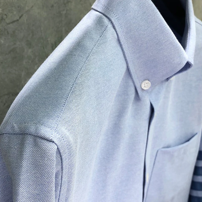 TB THOM Men's Classic-Fit Long-Sleeve Button-Down Oxford Shirt Luxury Brand TB Shirts Men Spring Autumn Men's Clothing Tops