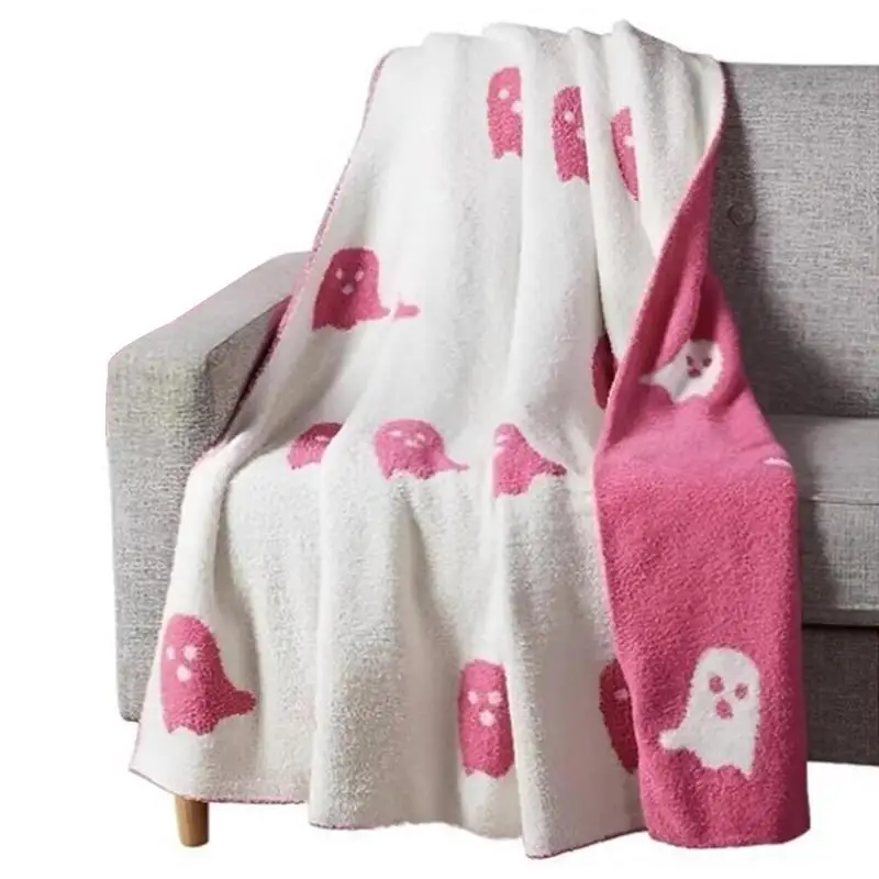 

Halloween Virals Pink Ghost Blanket Super Soft Flannel Blankets Kawaii Plush Throw Blanket For Bedroom Living Room Sofa Couch