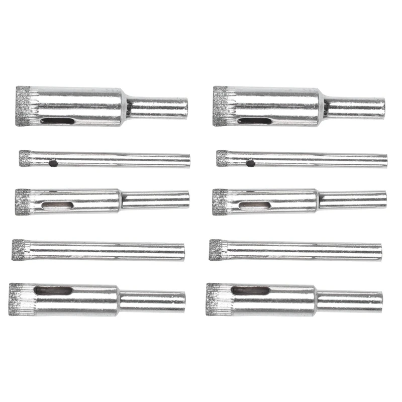 

Retail 10Pcs Diamond Coated Core Hole Saw Bit Set Tool For Tile Marble Glass Ceramic 5/6/8/10/12Mm