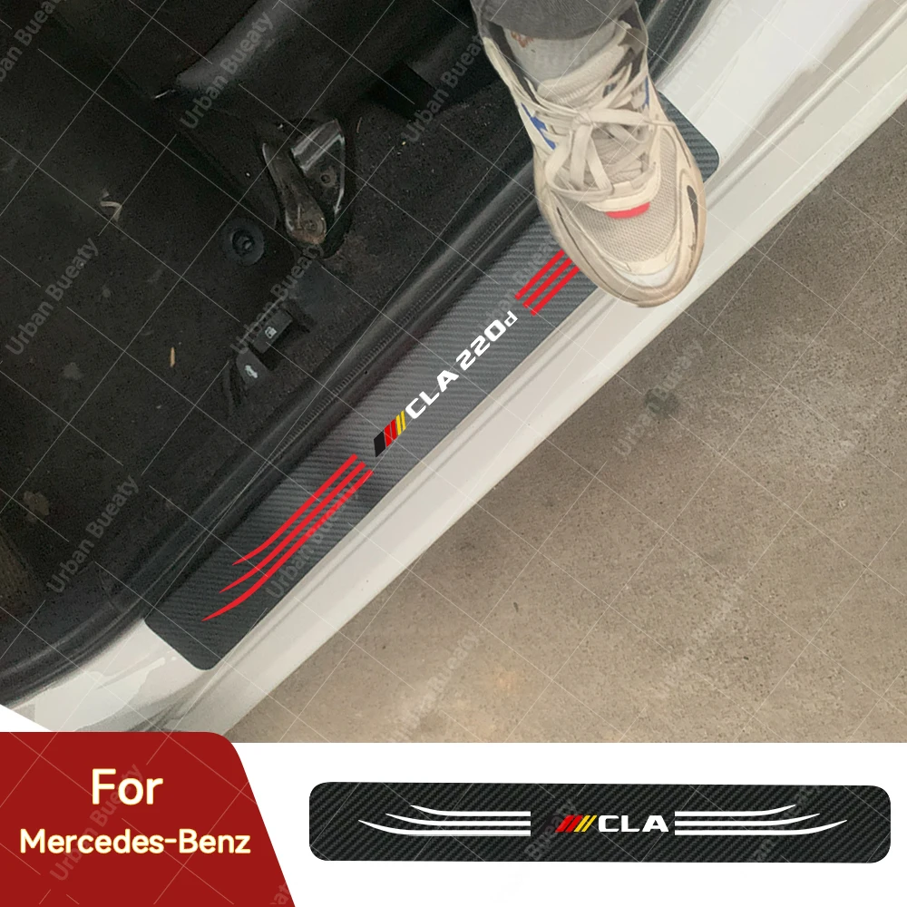 Накладка из углеродного волокна, кожа, автомобильная дверь, порог, педаль, наклейки для Mercedes-Benz CLA Class CLA200 CLA200d CLA220d CLA250 Накладка из углеродного волокна, кожа, автомобильная дверь, порог, педаль, наклейки для Mercedes-Benz CLA Class CLA200 CLA200d CLA220d CLA250