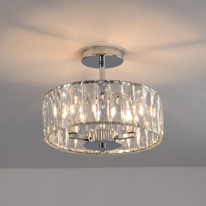 

Chrome Crystal Chandelier Kitchen Island Diameter 30cm Nordic Indoor Lighting Fixtures Crystal Pendant Hanglamp for Living Room