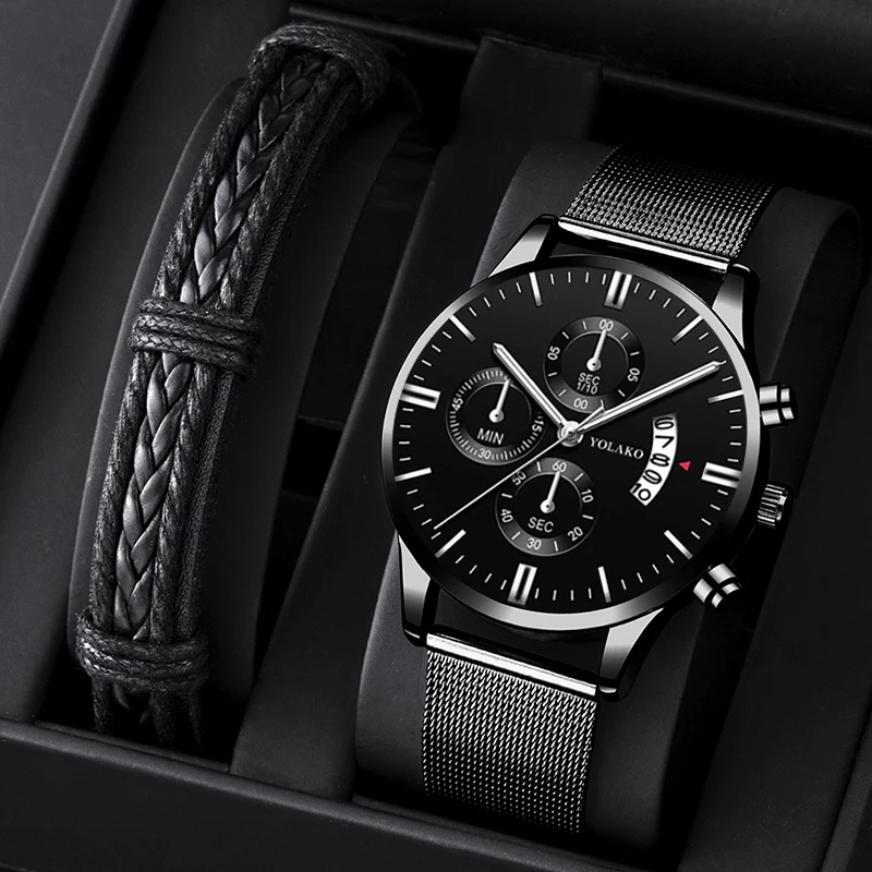 

Fashion Mens Sports Watches Luxury Men Stainless Steel Mesh Belt Watch Male Business Quartz Wristwatch Leather Bracelet Clock