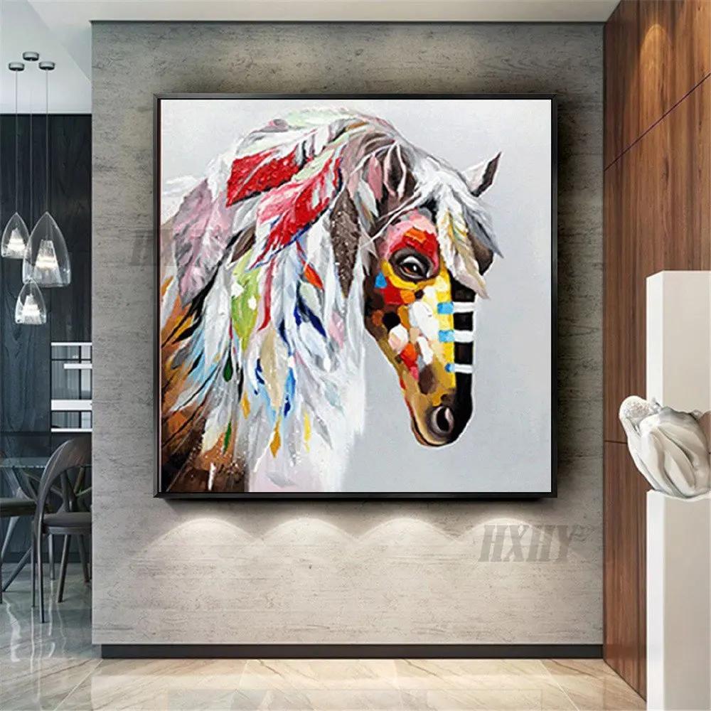 

Handmade Modern Horse Oil Paintings Modern Living Room Orange Wall Decor Hand Painted Horse Canvas Art Painting Porch No Framed