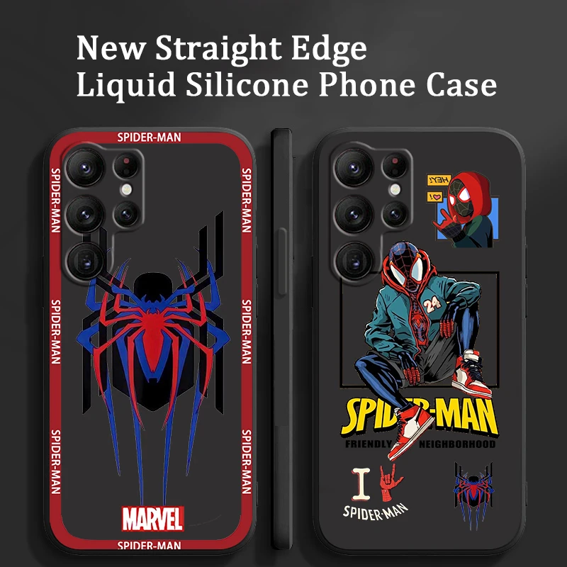 

Marvel Spiderman Avengers Art Phone Case For Samsung Galaxy S22 S21 S20 FE S10 Note 20 10 Plus Lite Ultra 5G Liquid Rope Cover