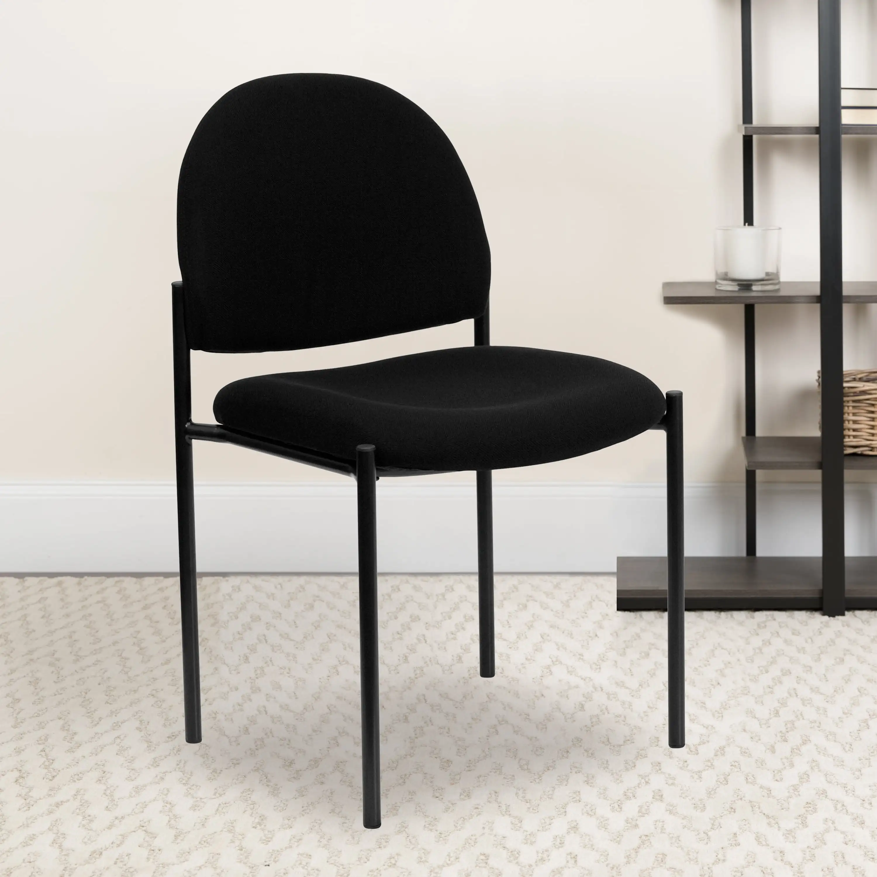

Comfort Black Fabric Stackable Steel Side Reception Chair