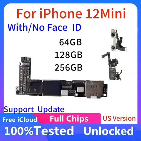 Полностью протестирована подлинная мини-материнская плата для iPhone 12, разблокирована с Face ID, рабочая 64 ГБ, 128 ГБ, 256 ГБ, логическая плата Clean iCloud, США
