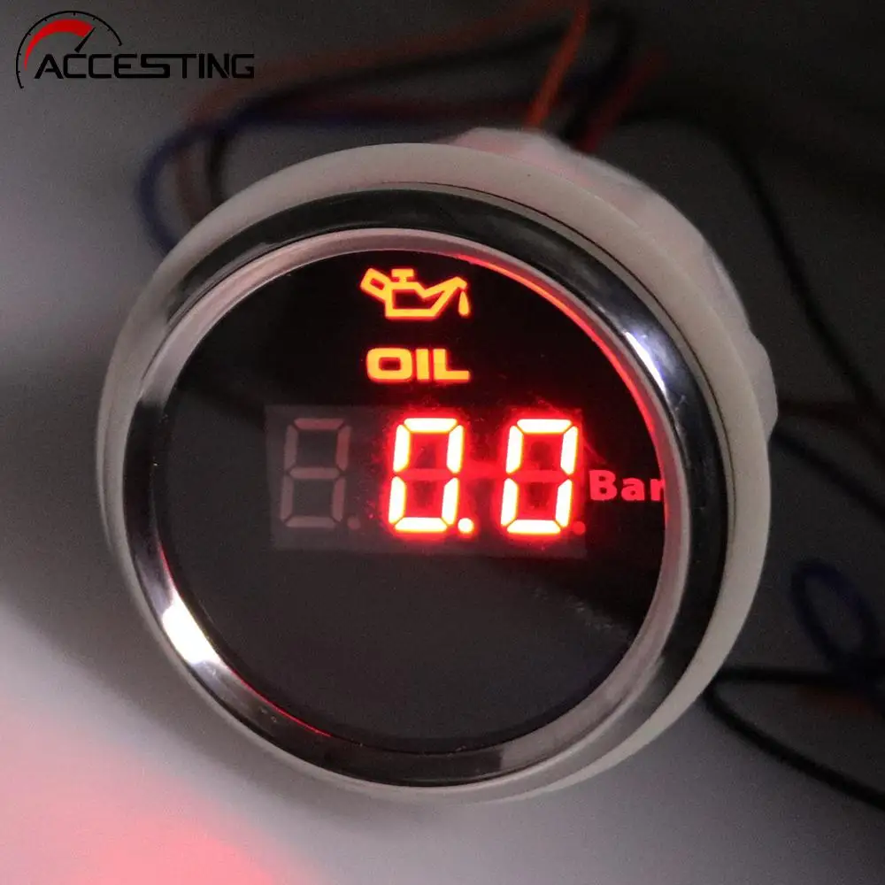 

Universal 8 Colors Backlight Car Oil Pressure Gauge 52mm Digital Oil Pressure Indicator For Motorcyle Boat Truck Marine 9-32V