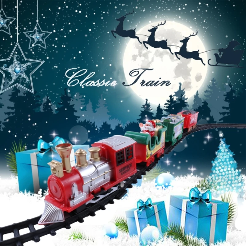 

Electric Train Toy Set for Boys Girls with Music Railway Kits Including Cargo Cars & Tracks Christmas Gift for Kids