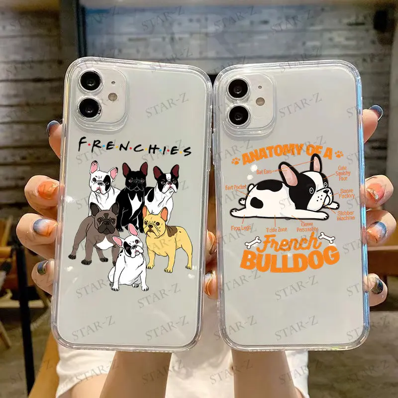 Чехол для телефона IPhone 14 Pro Max 11 12 13 X XR XS 6 6S 7 8 Plus, Мягкий противоударный чехол с милым Мопсом, собакой, французским бульдогом