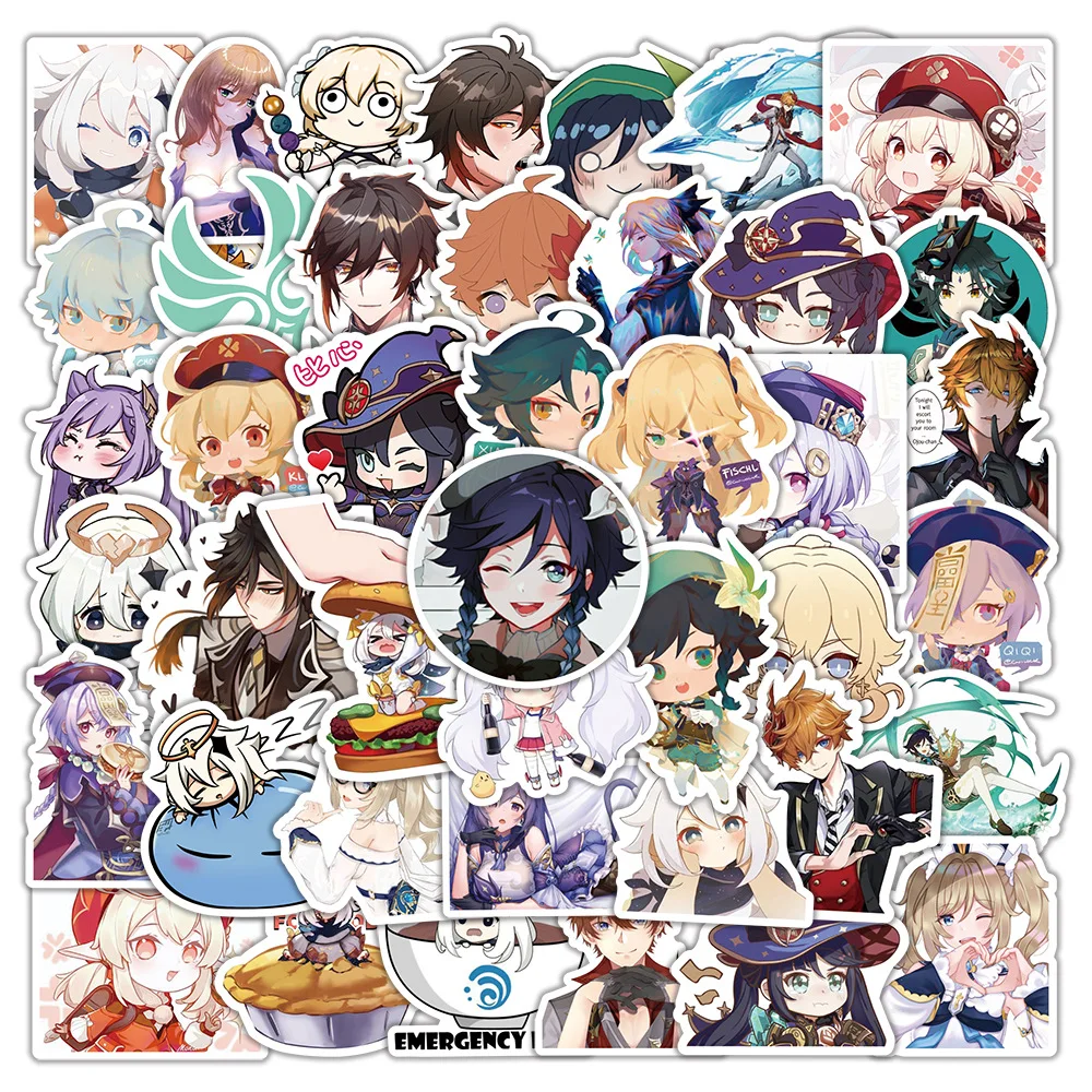 

50pcs New Anime Game Cute Genshin Graffiti Stickers