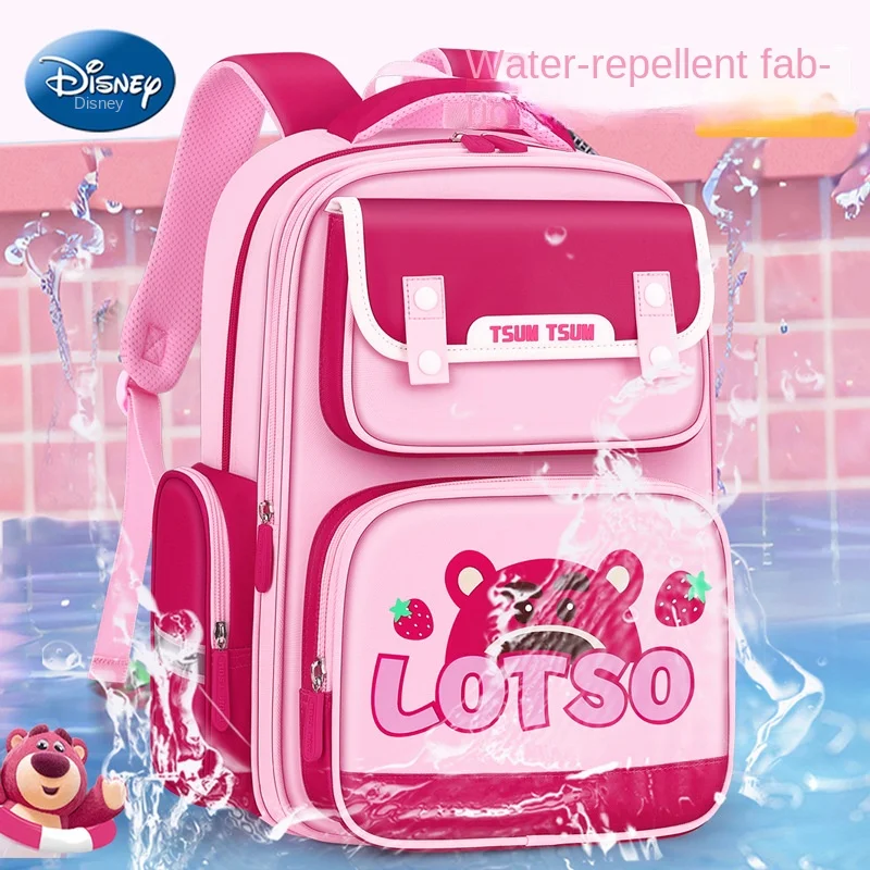 Фото Школьная сумка Disney Lotso для девочек 1-4 классов, ортопедический рюкзак на плечо для учащихся начальной школы, большая вместимость, легкие водонепроницаемые Mochilas №4