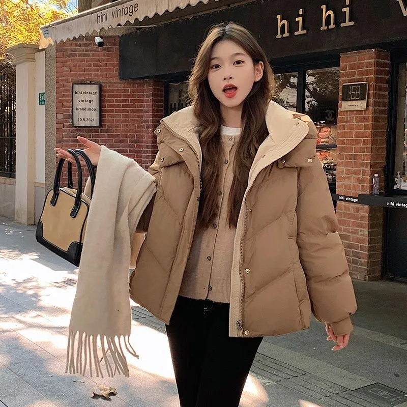 Down jacket Women Short 2024 New Winter Thick Loose Hood Small Fashion Sweet Student Outerwear