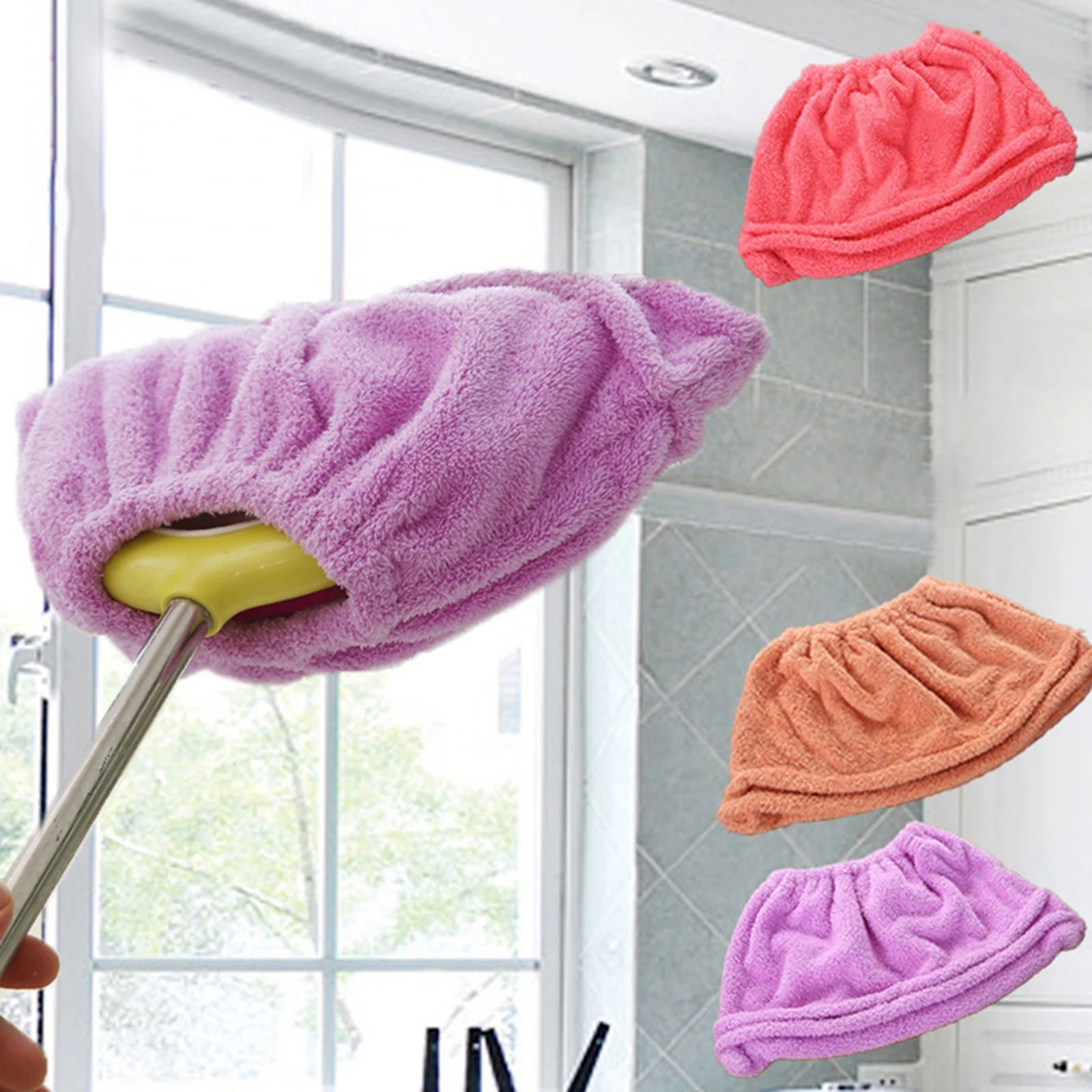 

Multi-Function Coral Velvet Broom Cover Cloth Floor Mop with Reusable Microfiber Absorbent Mop Household Cleaning Accessories