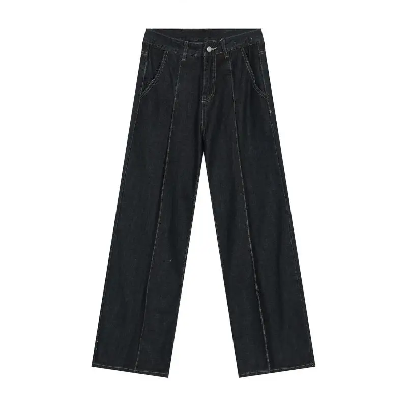 Poetry | Four Seasons New Products Korean Version Loose Straight And Thin Mid-waist Tide Brand Ins Casual Jeans Men's Dark Blue