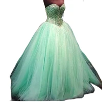 sweetheart quinceanera dresses 2023 mint green ball gown prom dresses tulle lace up long crystal beaded masquerade dresses