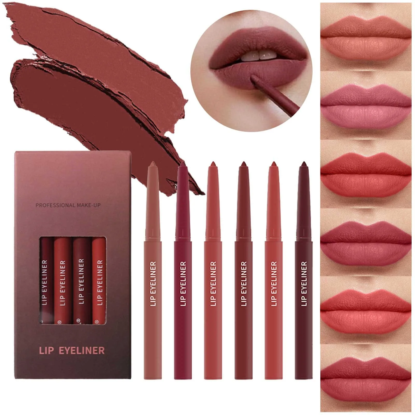 

Lip Liner Pencil Set Smooth Waterproof Long Lasting Non Stick Cup Velvet Lipstick Gift Makeup Set For Women And Girls