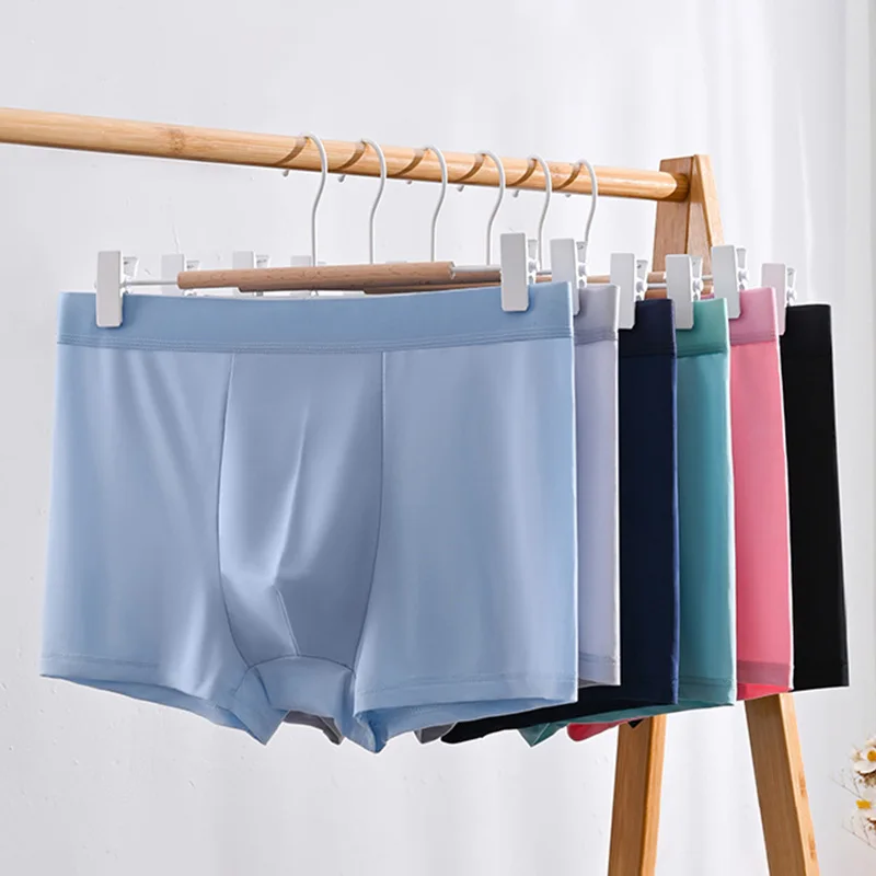 

Мужские боксеры, шорты, бесшовное нижнее белье, антибактериальные трусы, ледяные шелковые дышащие эластичные мужские трусы размера плюс