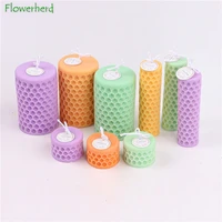 silicone cylindrical honeycomb scented candle mold diy gypsum fondant handmade soap mold candle making supplies cake decoration