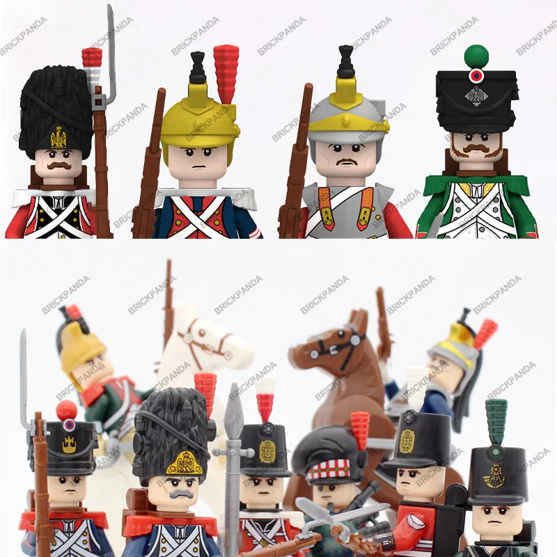 

Napoleonic Wars Soldiers Building Blocks WW2 Military France Italy Rifles Bagpiper Dragoon Figures Weapons Bricks Children Toys