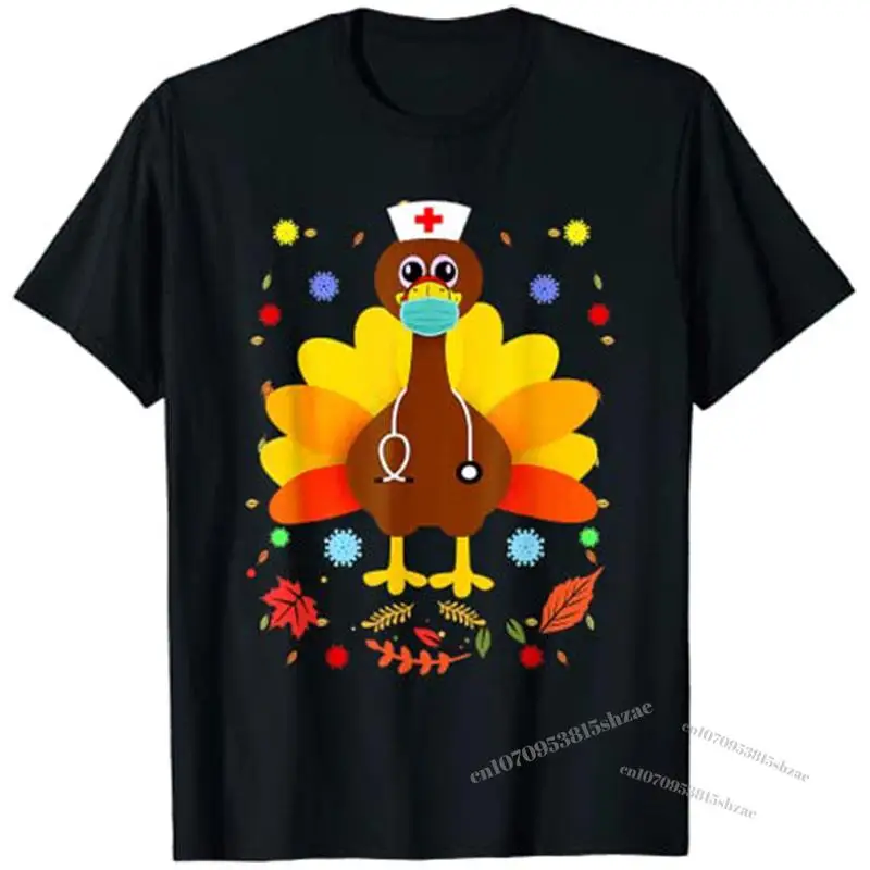 

Thanksgiving Scrub Tops Women Turkey Nurse Holiday Nursing T-Shirt
