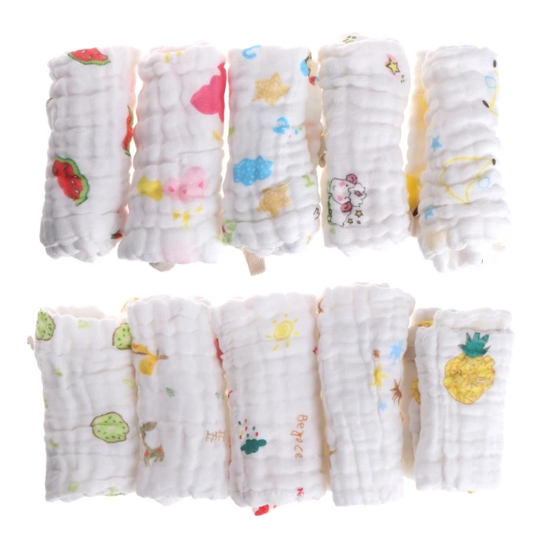 

Q81A 5pcs Baby Infant Towel Random Color Muslin Towel Handkerchiefs Two Layers Wipe Towel 2 Layer Gauze Washcloths