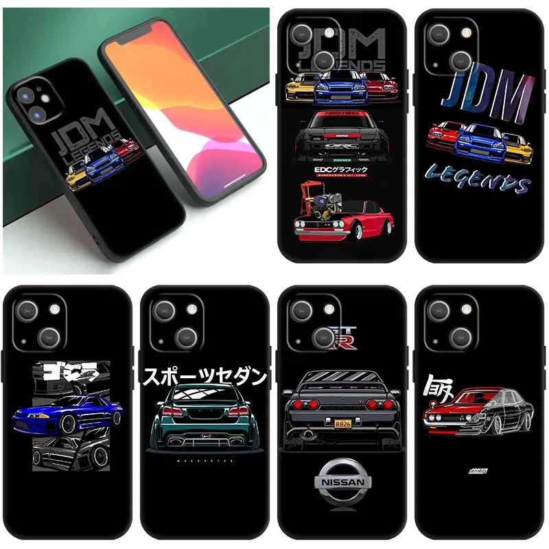 Черный чехол JDM для телефона с изображением спортивных автомобилей и комиксов Apple