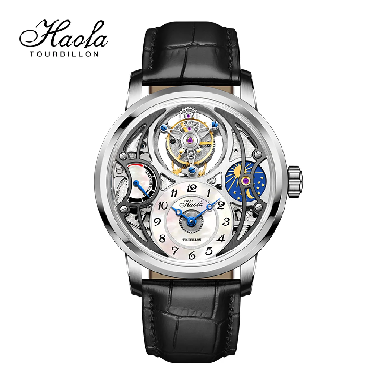 

Haofa Skeleton Tourbillon Movement Watch For Men Mechanical Sapphire Moonphase Tourbillon Men Watch Man rel��gio masculino 2023