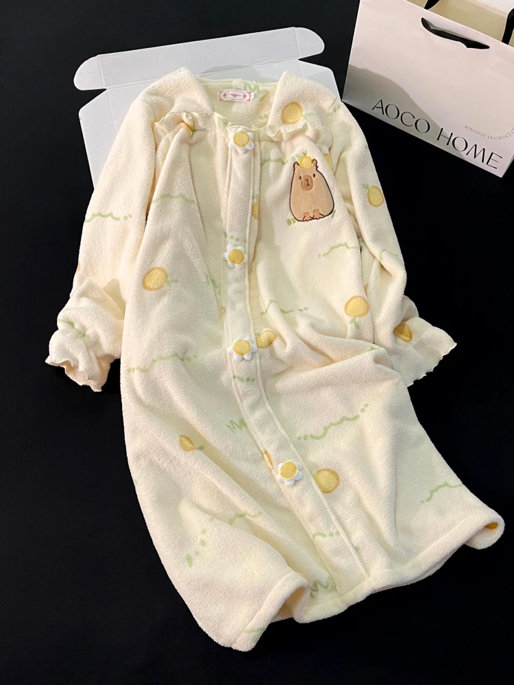 Пижамы ночная рубашка женская осенне-зимняя пижама больших размеров утепленная