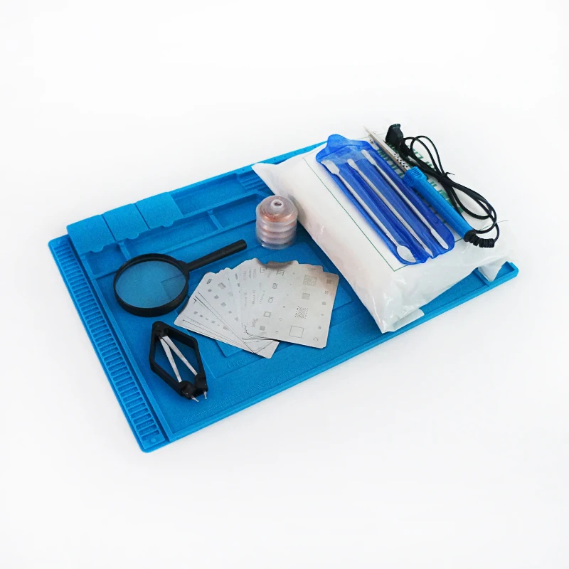 

BGA Kit Maintenance work mat 45*30CM with magnetic S-160 for 16pcs iPhone BGA Stencils Magnifying Glass 80MM